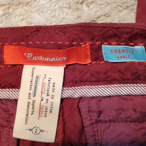 Cartonnier Dark Red Charlie Ankle Slim Fit Jeans Size 2 Waist 28 Inches - Picture 5 of 6
